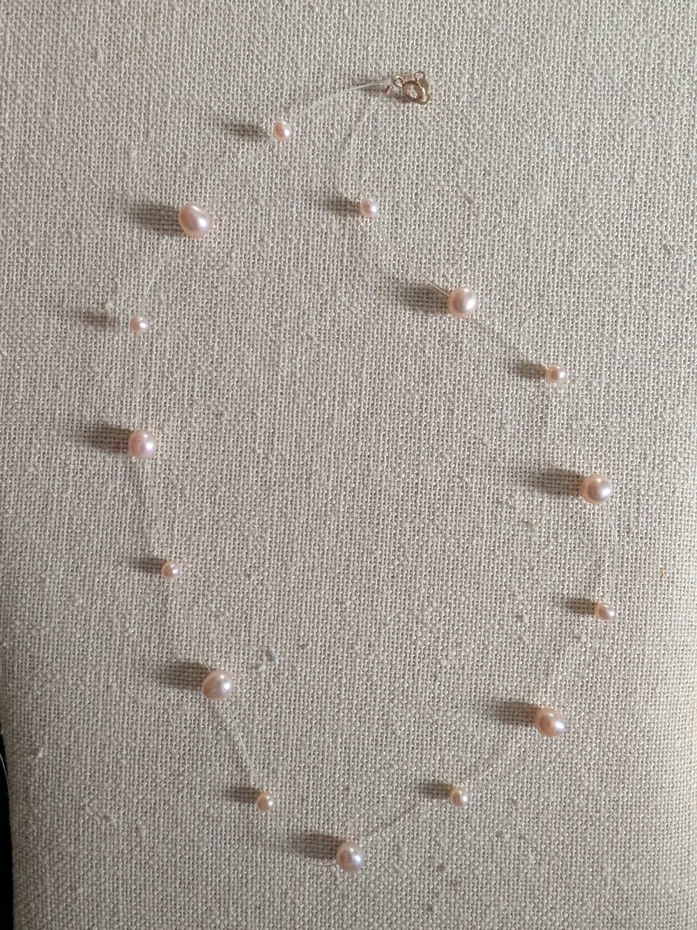 Delicate Pink Pearl Station Necklace - Unbranded